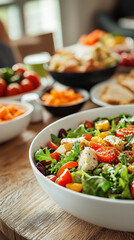 Fresh salad with colorful vegetables and healthy ingredients