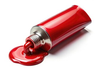 Silhouetted red oil paint tube, squeezed, showcasing artistic photography of oil painting supplies.