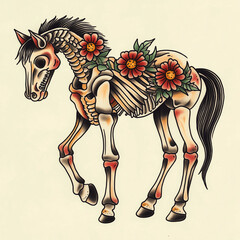 Horse tattoo flash illustration