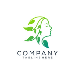 Abstract nature women logo design