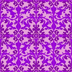 Purple Damask Seamless Pattern 