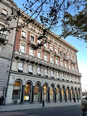 Naklejka premium Beautiful building in Stockholm with blue sky