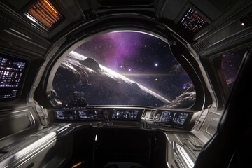 Fototapeta premium A space station offers a breathtaking view of the Earth from outer space