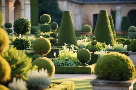 France, castle of Sochaux, formal garden 