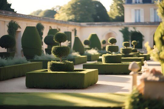 France, castle of Sochaux, formal garden 