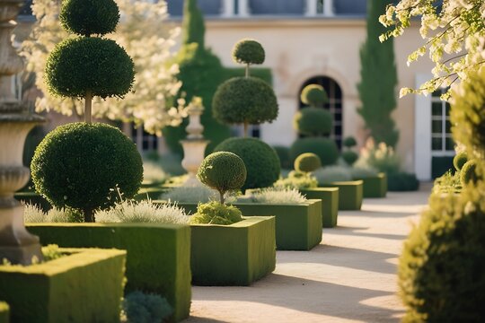 France, castle of Sochaux, formal garden 