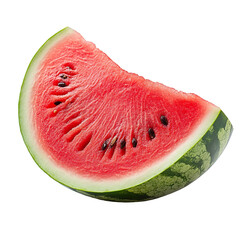 Front view close-up of an extremely perfect looking single watermelon fruit cut in half isolated on a white transparent background