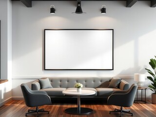 A professional office wall art mockup showcasing a branded design for a presentation, professional, mockup, layout