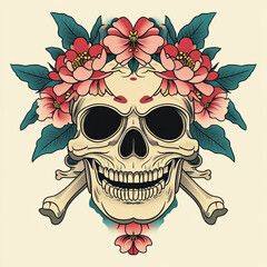 Japan mask tattoo flash illustration