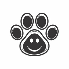 Minimalist Paw Print with Smile Vector Design.