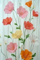 Paper Flowers, Pink, Orange, White, Yellow, Paper Craft, Floral Arrangement, Handmade, Delicate