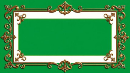 Ornate gold frame with emerald green background and empty space for writing, classy, template, emerald green