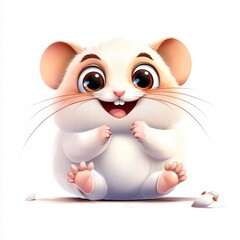 Cute cartoon hamster playing joyfully in a bright studio digital illustration colorful environment cheerful concept