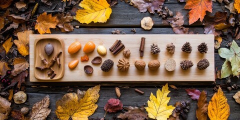 Educational guide for children focused on learning to count, crafted from natural materials, perfect for autumn themed activities that promote counting skills and engagement in young learners.