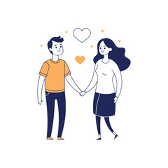 Happy Couple Holding Hands - Vector Illustration for Relationships and Love Themes