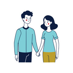 Happy Couple Holding Hands - Vector Illustration for Relationships and Love Themes