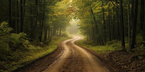 A forest road offers a serene path through nature, showcasing the beauty and tranquility of the forest environment, perfect for outdoor enthusiasts seeking a peaceful forest experience.