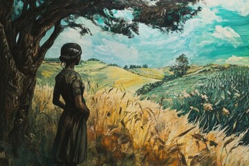 A person standing outdoors in a natural environment