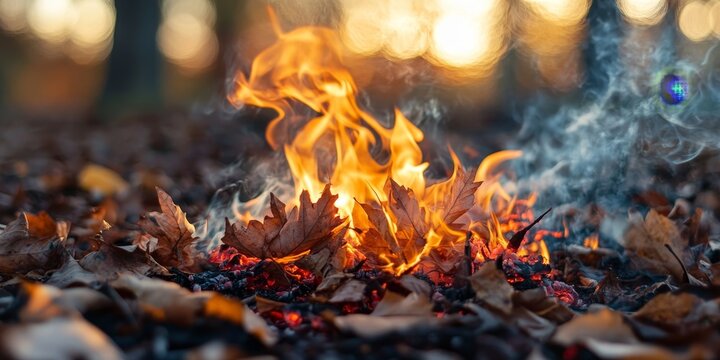 Burning dry leaves on the ground can help chase away mosquitoes. The act of burning dry leaves emits smoke that may deter mosquitoes, making this method useful for mosquito control.