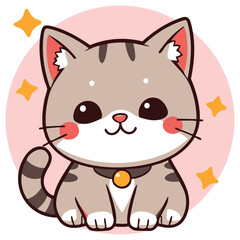 A cute lovely adorable hand-drawn cat cartoon illustration