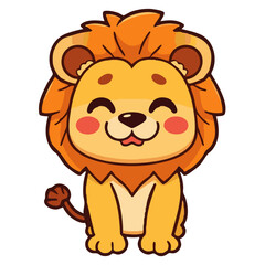 A cute lovely adorable hand-drawn lion cartoon illustration