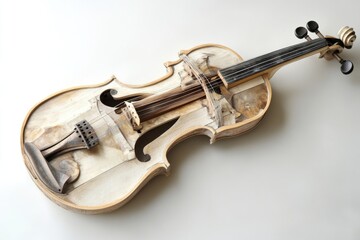 Obraz premium A handmade wooden violin, simple and rustic instrument