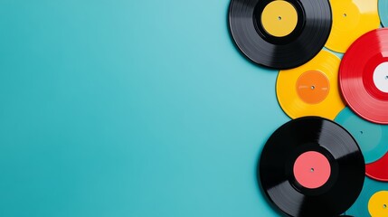 Vinyl Records Flat Lay: A Classic Musical Background