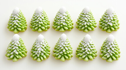 Christmas cookies, tree-shaped cookies, green tea cookies, dessert
