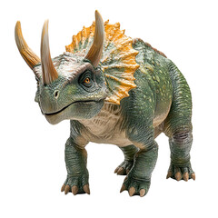 Fototapeta premium Angled view full body shot of a hyperrealistic Ceratopsian animal isolated on a white transparent background