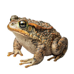 Naklejka premium Angled view full body shot of a hyperrealistic Common Toad animal isolated on a white transparent background