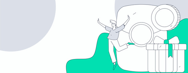 Use red envelopes to attract new customers and promote activity. Flat vector character concept illustration
