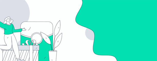 Use red envelopes to attract new customers and promote activity. Flat vector character concept illustration
