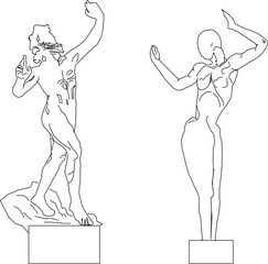 sketch vector illustration silhouette design statue monument classic old vintage abstract.eps