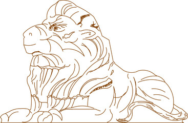 sketch vector illustration silhouette design drawing decoration lion ornament decoration classic vintage ethnic traditional.eps