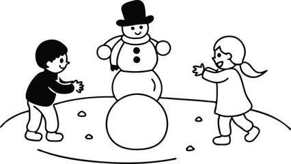 Children Building a Snowman