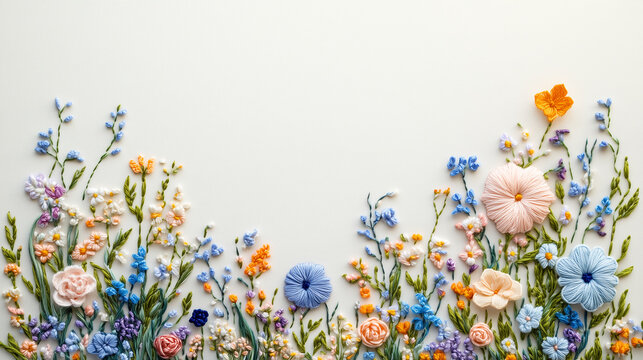 Colorful Floral Embroidery Background Wallpaper