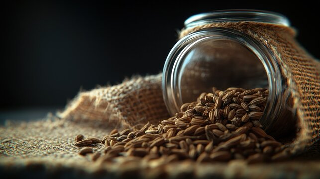 A small jar of whole cumin seeds