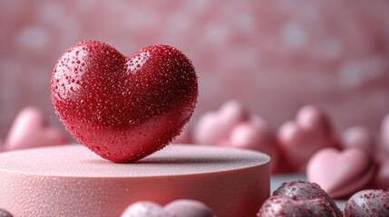 A heart-shaped cake on a table, perfect for romantic occasions or special celebrations