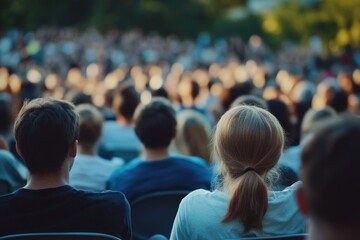 A group of people seated in chairs facing the crowd