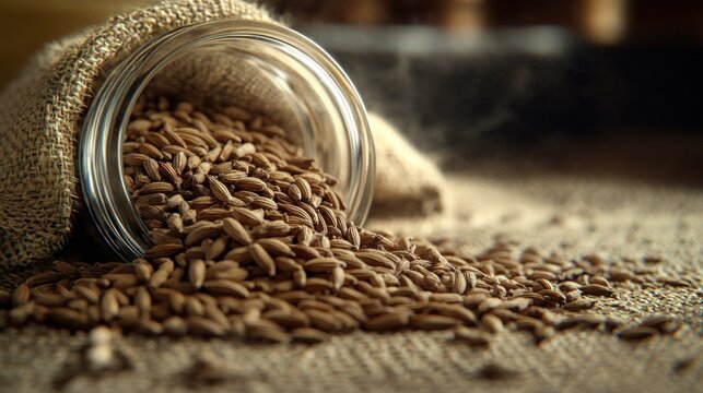 A small jar of whole cumin seeds