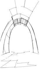Fototapeta premium Intricately Drawn Architectural Sketch: Curved Perspective. AI Generated