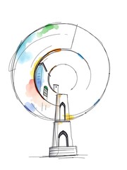 Whimsical Watercolor Cityscape Illustration. AI Generated