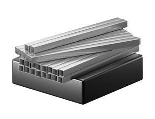 PNG Construction steel isolated on transparent background of metal 3d structure industry technology industrial illustration design. Metallic architecture building structural site girder bar material.