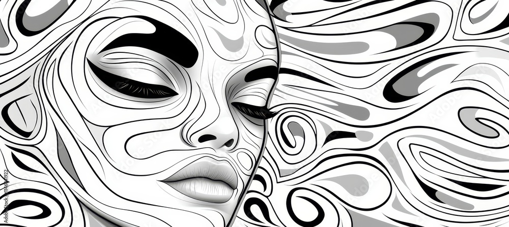 Wall mural vector style coloring page featuring a single puppet outline on a white background