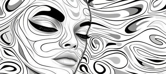 Fototapeta premium Vector style coloring page featuring a single puppet outline on a white background