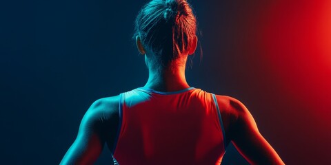 A contemporary young sports enthusiast dressed in athletic wear, illuminated from behind, showcasing a sleek and active image.