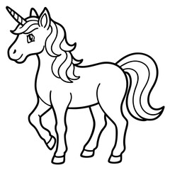Cute unicorn Silhouette line art  black vector illustration
