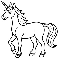 Cute unicorn Silhouette line art  black vector illustration