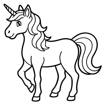 recommend clip art: Cute unicorn Silhouette line art  black vector illustration