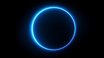 Obraz premium Glowing Blue Circle: futuristic 3D render on dark background. AI Generated